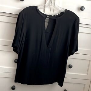 Dance & Marvel Women’s Black Deep V Neck w/ Half Sleeve Blouse - Size Large